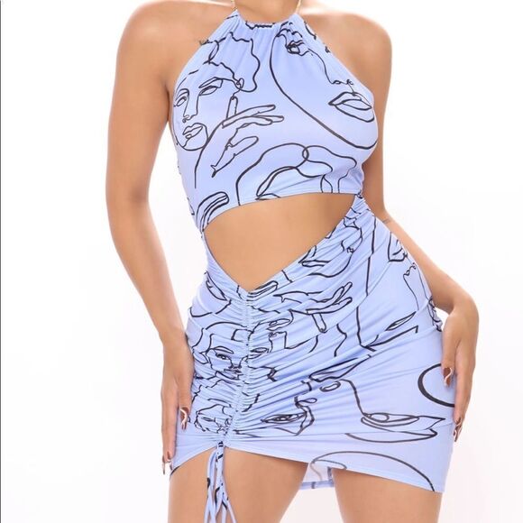 No face No Case Mini Dress - Light Blue - Picture 2 of 6